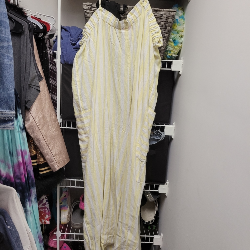 Stoney Clover 2X Yellow Striped Romper